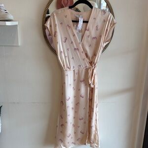 Joie Pink Heart Print Wrap Robe